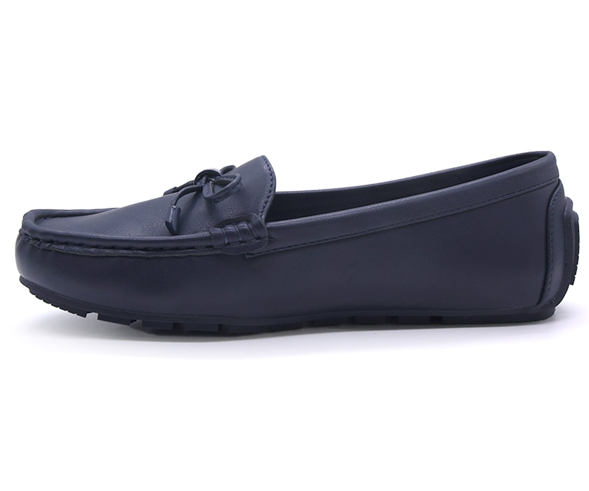 comfit navy bowed moccasin