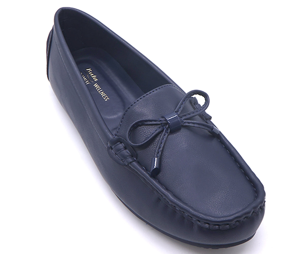 comfit navy bowed moccasin