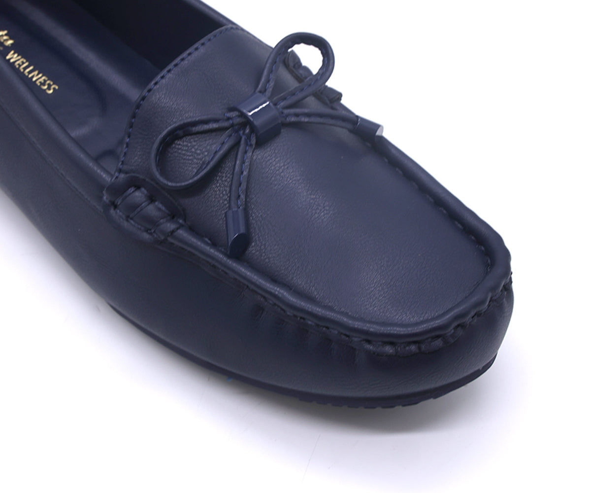comfit navy bowed moccasin