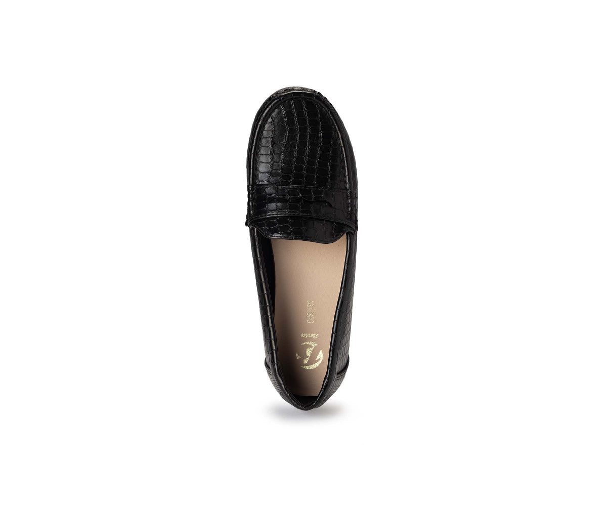 black croc penny moccasin
