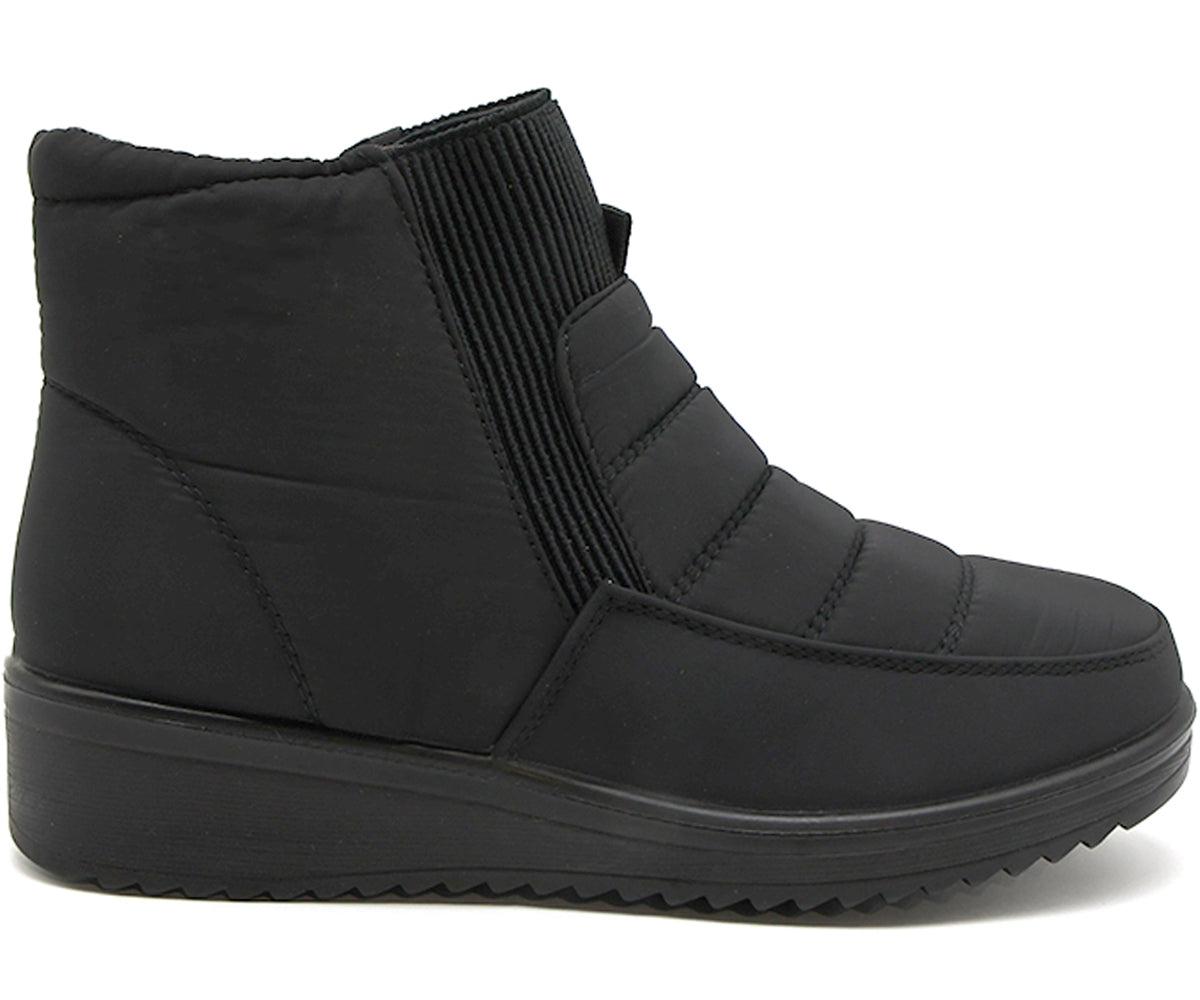 comfy black wedge nylon ankle boot
