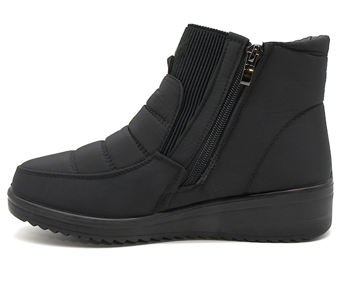 comfy black wedge nylon ankle boot