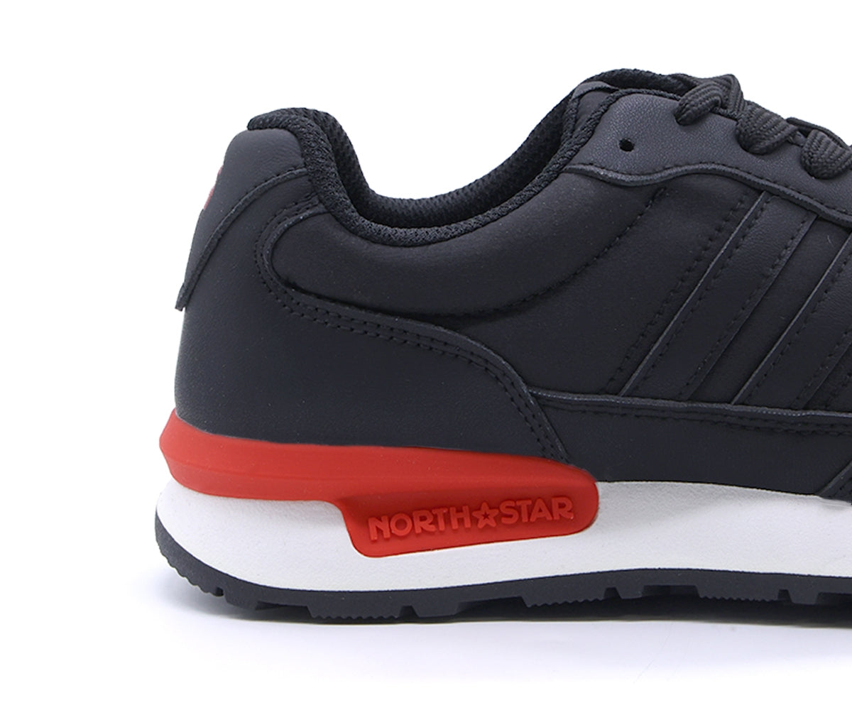 black striped sneakers