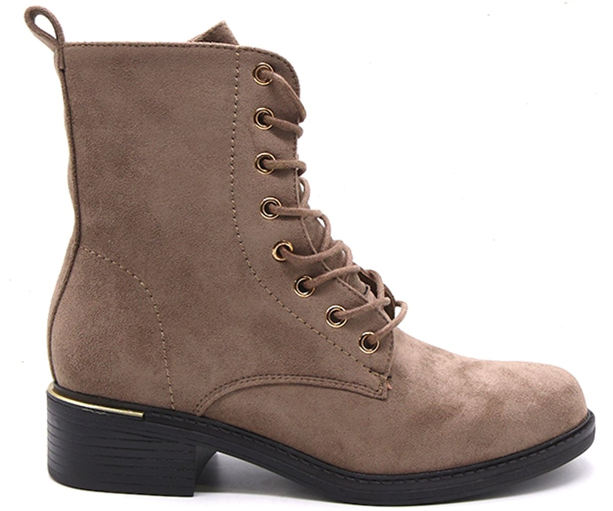 beige suede lace-up boot