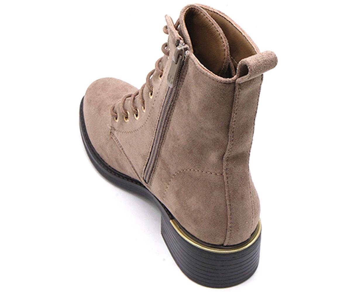 beige suede lace-up boot