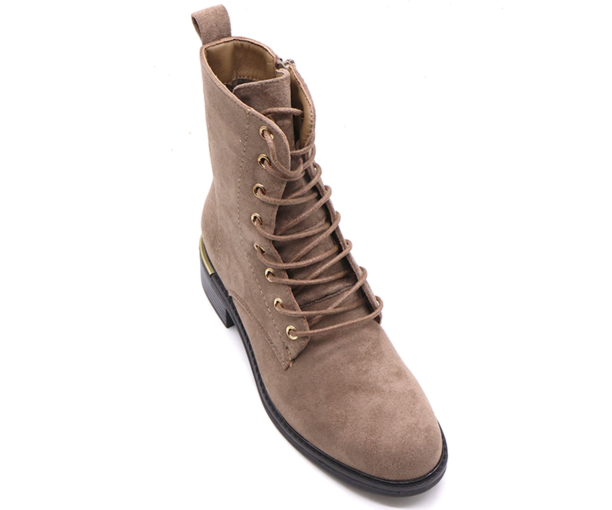 beige suede lace-up boot
