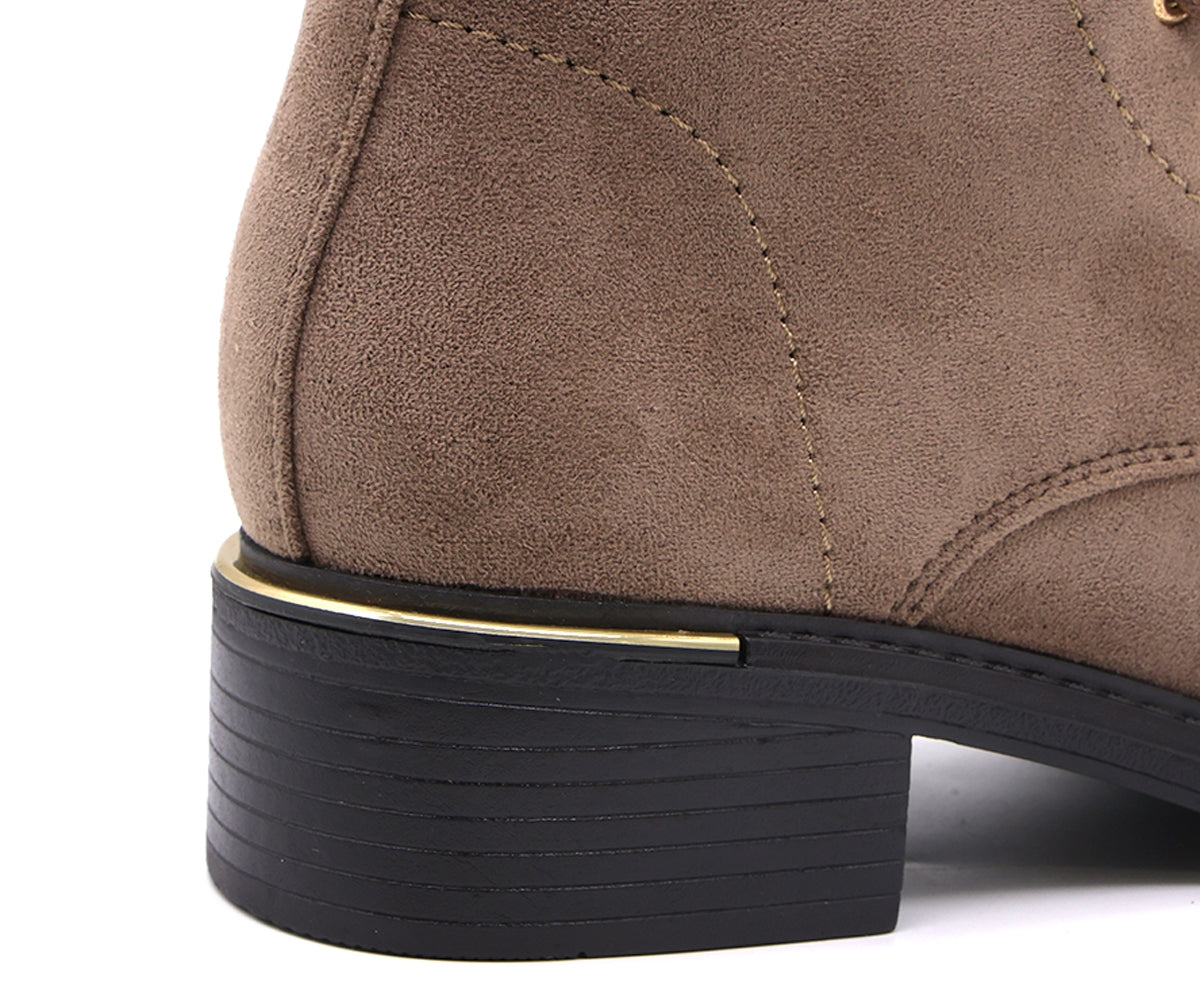 beige suede lace-up boot