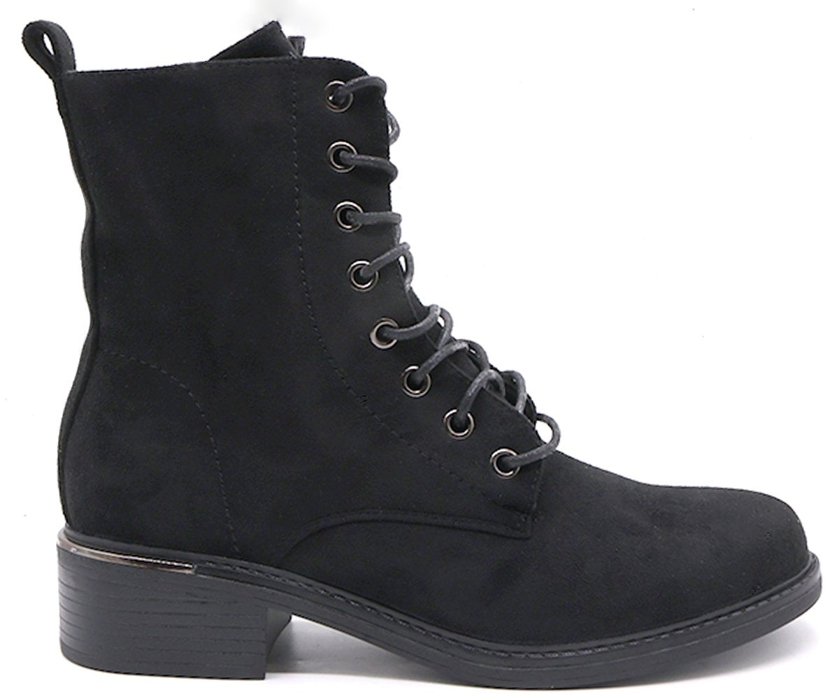 black suede lace-up boot