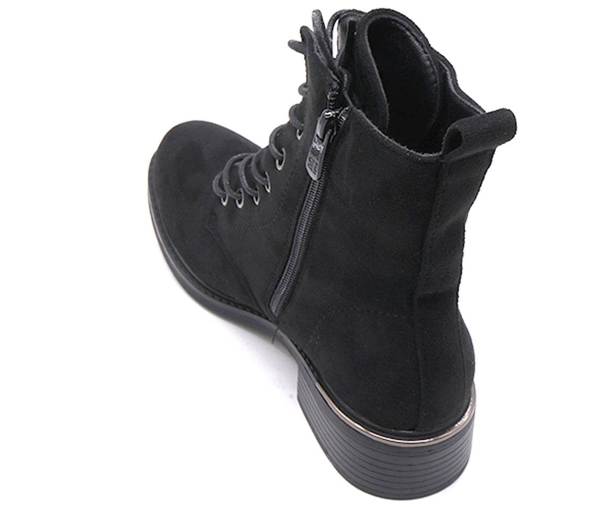 black suede lace-up boot