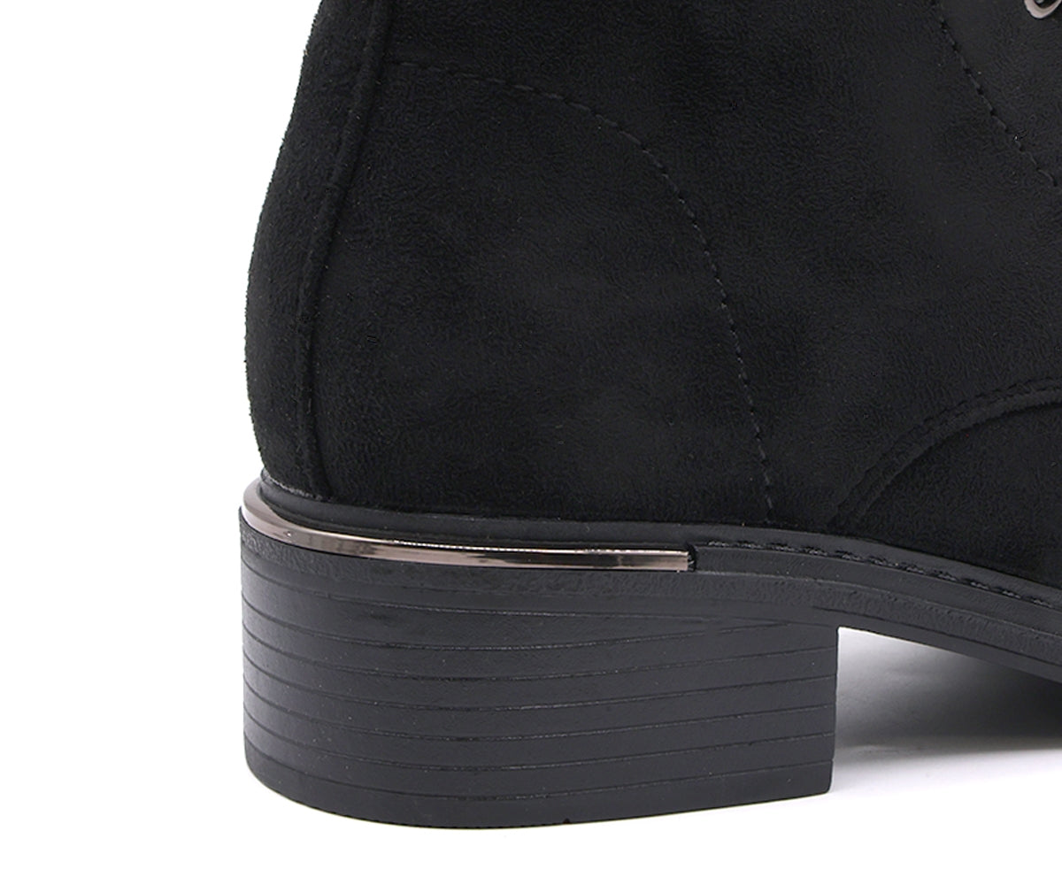 black suede lace-up boot