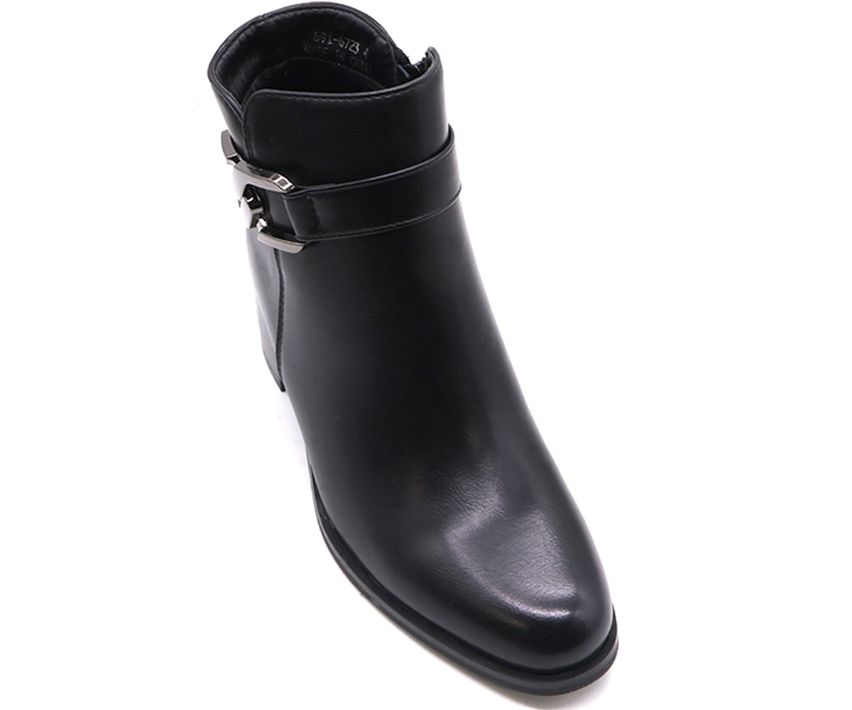 black chained ankle boot