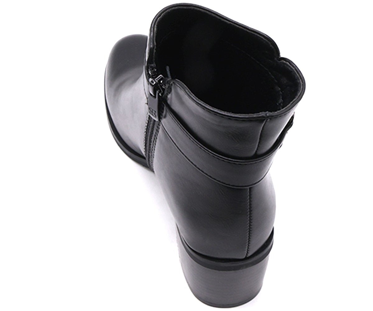 black chained ankle boot