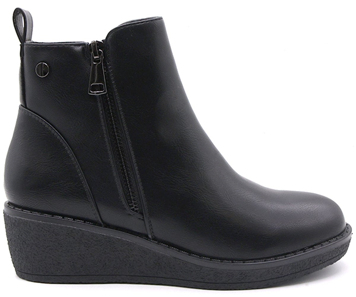 black comfort wedge boots