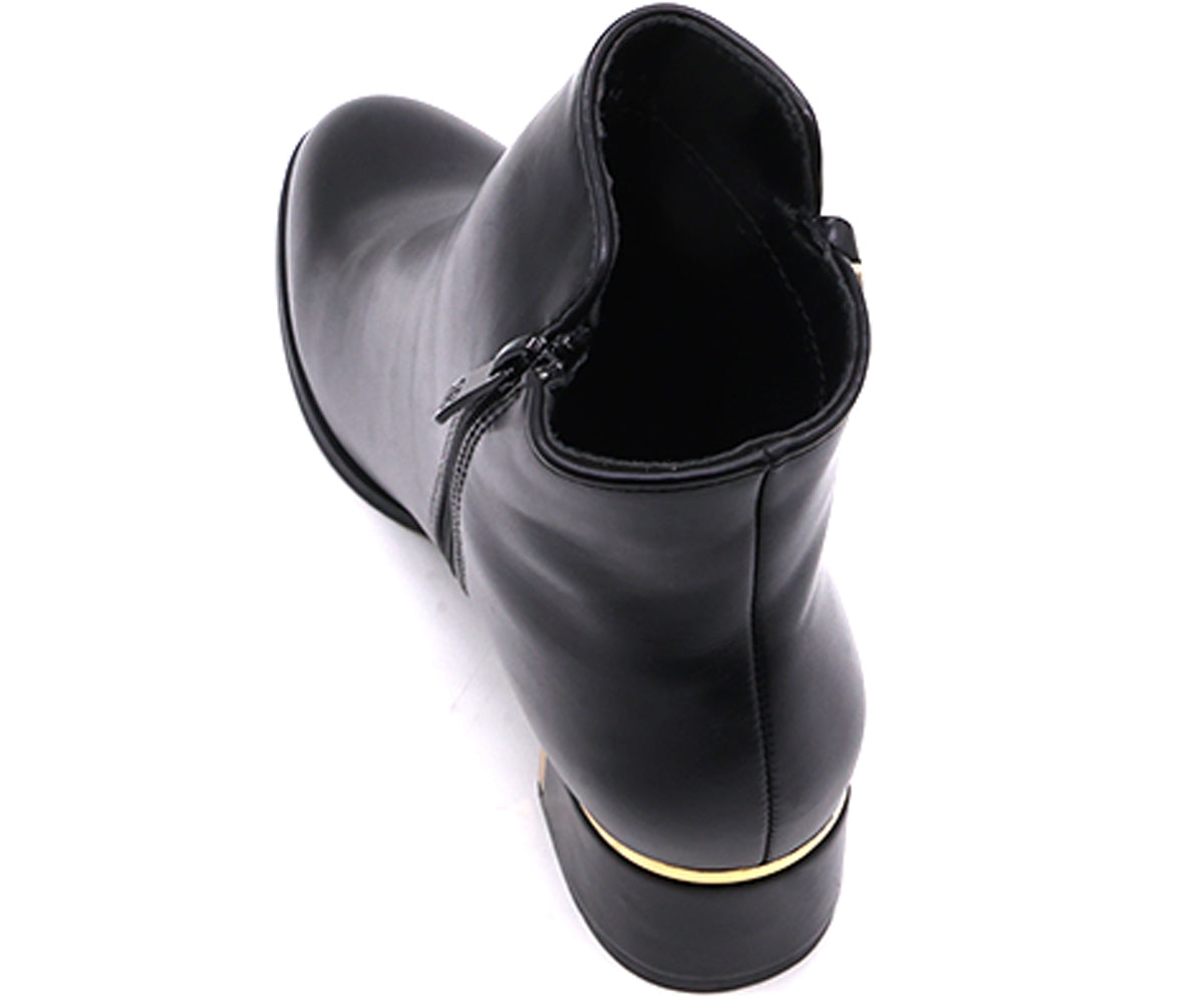 black gold-trim ankle boots