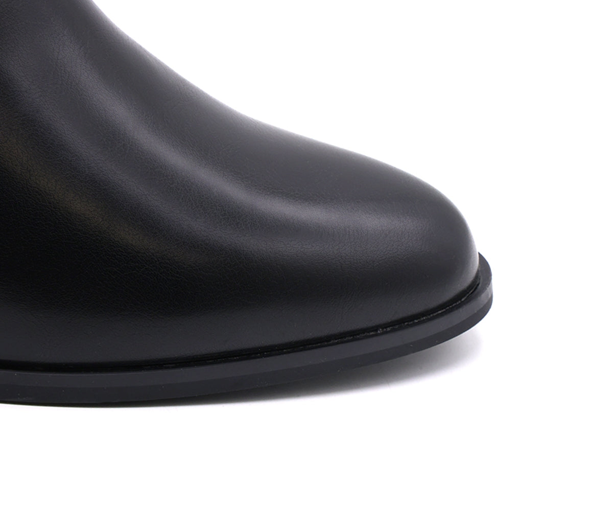 black gold-trim ankle boots