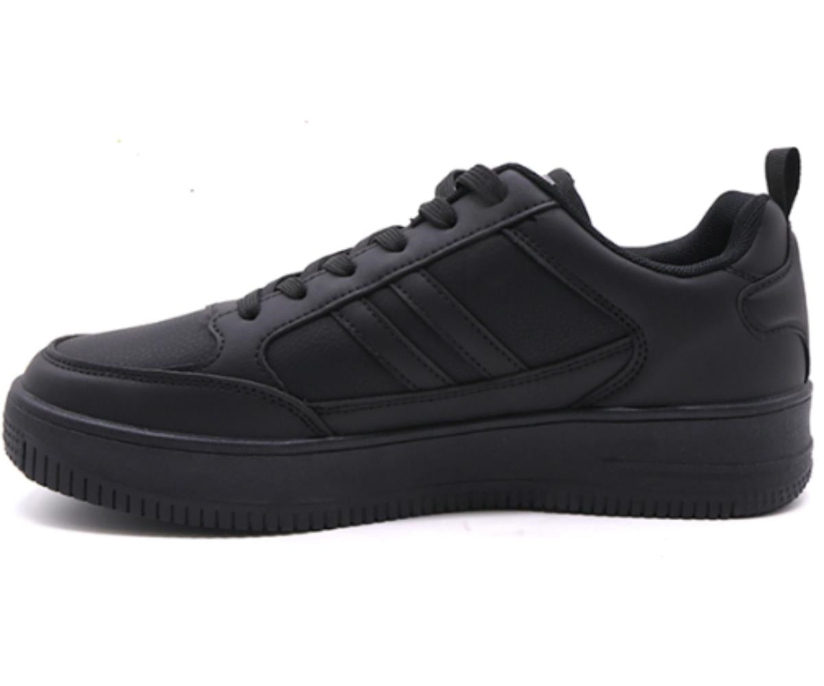 all black low-top sneakers