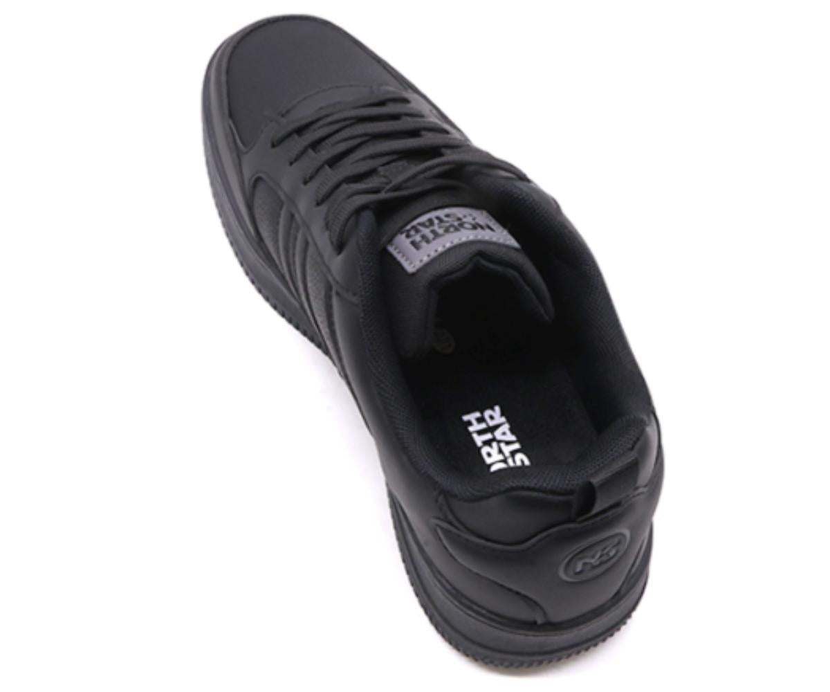 all black low-top sneakers