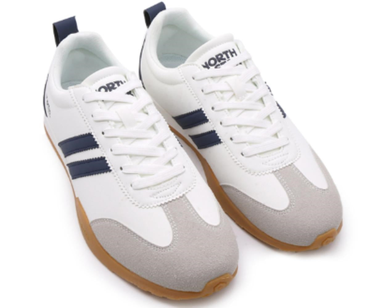 white striped gum sneakers