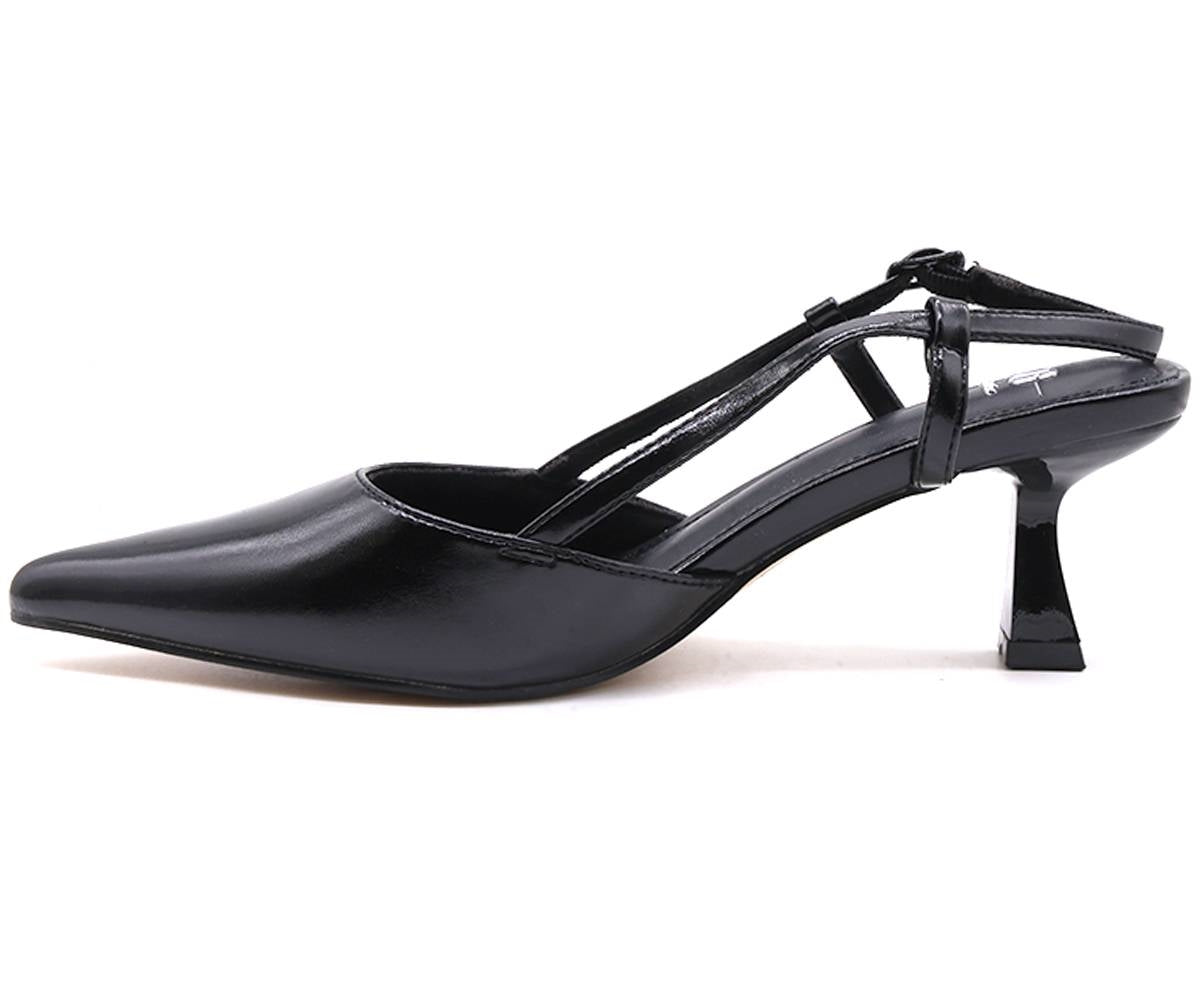 black sheen slingbacks