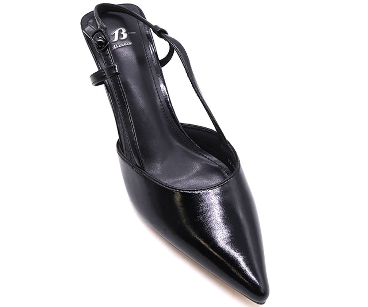 black sheen slingbacks