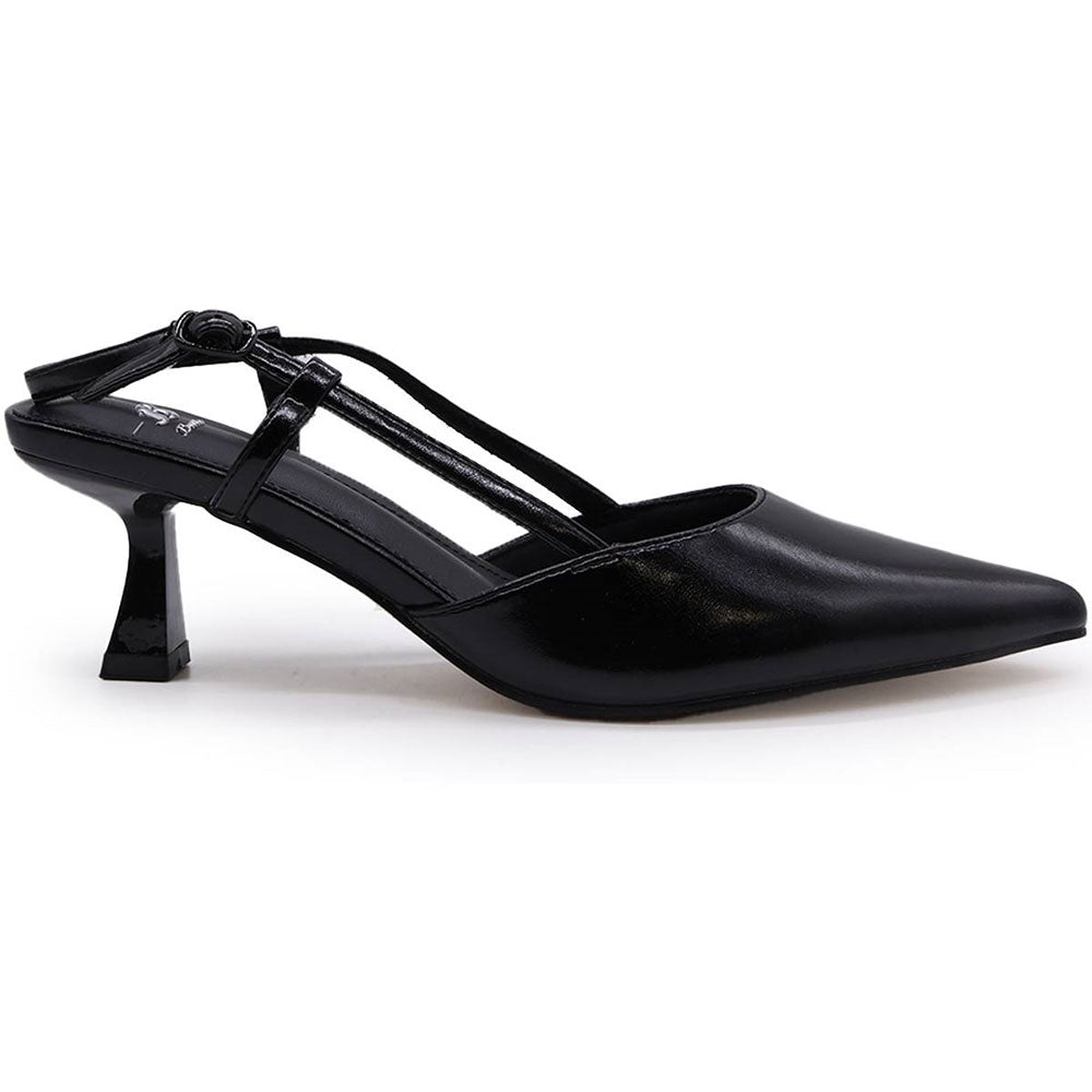 black sheen slingbacks