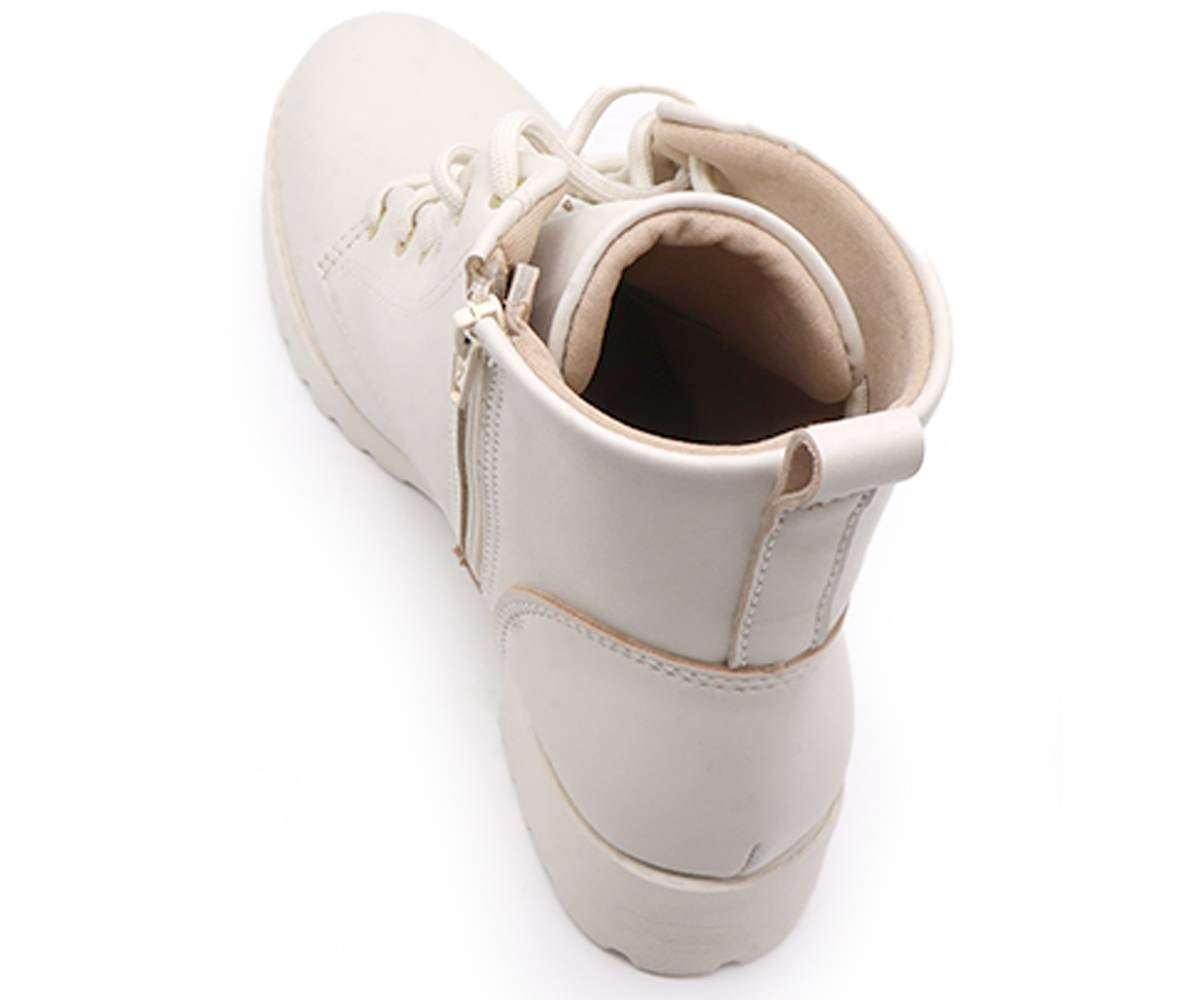 br cream lace-up boot