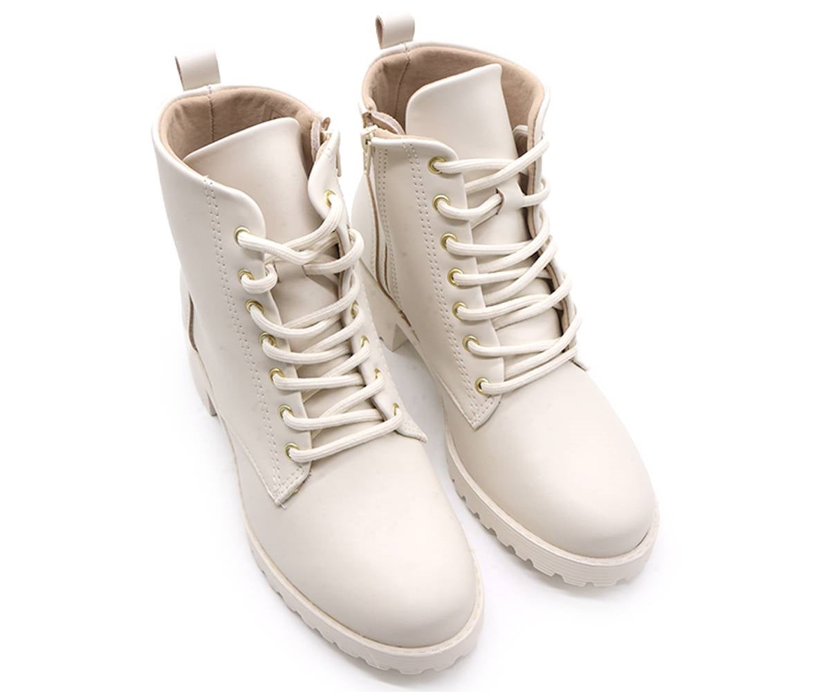 br cream lace-up boot