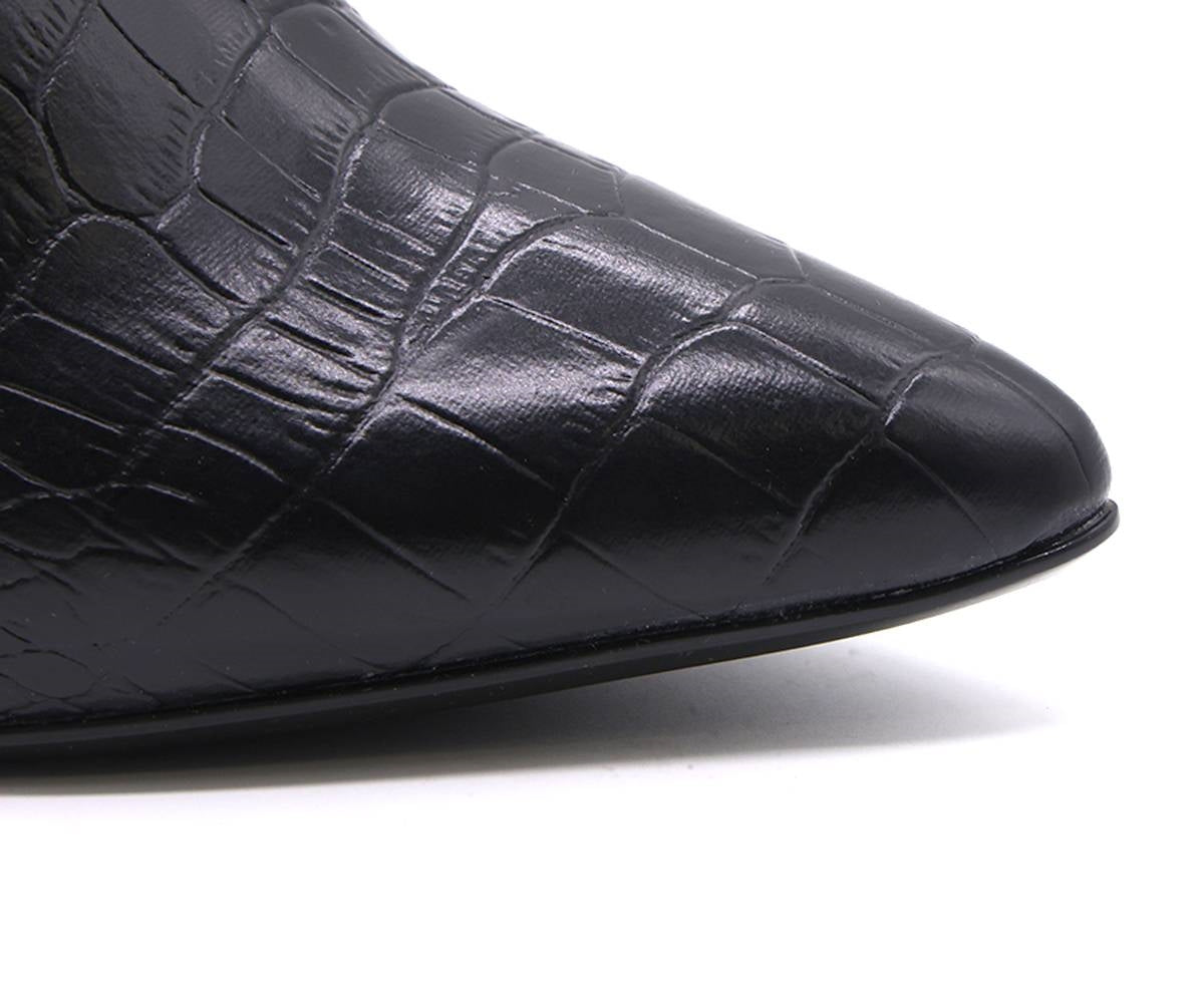 br high black croc ankle boots
