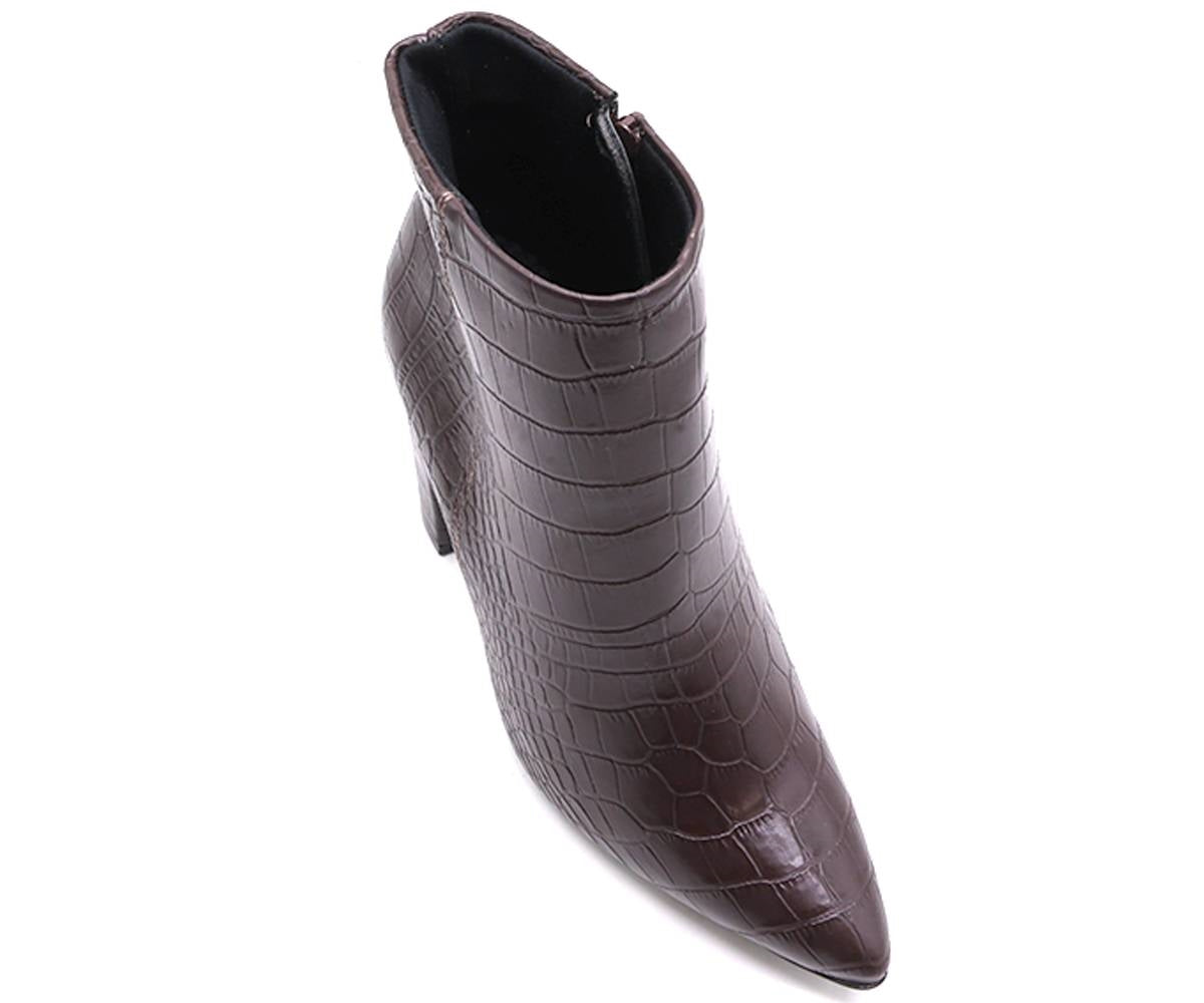 br high brown croc ankle boots