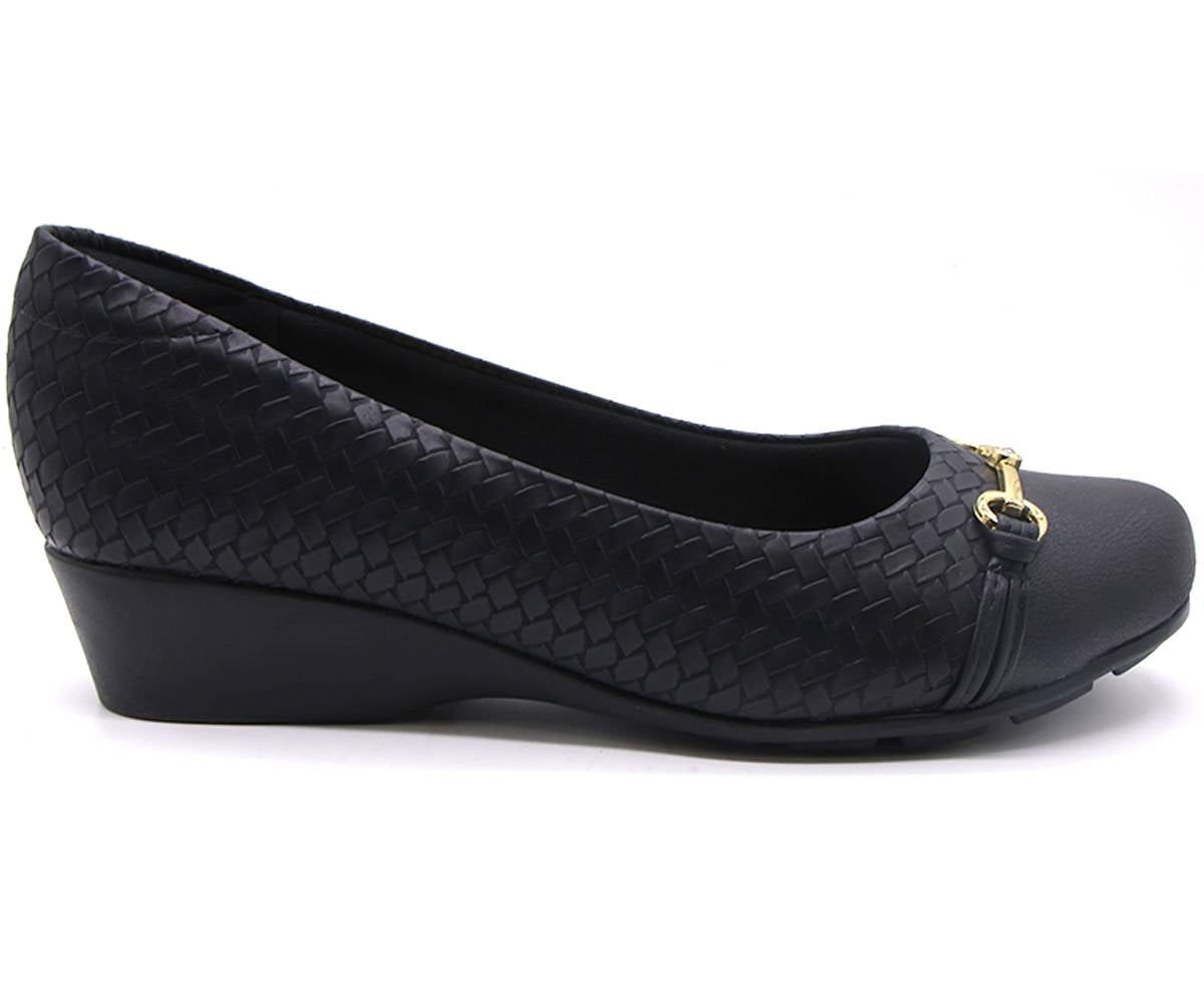 br black woven bit wedge