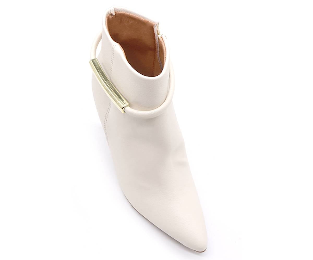 br high cream gold bar booties