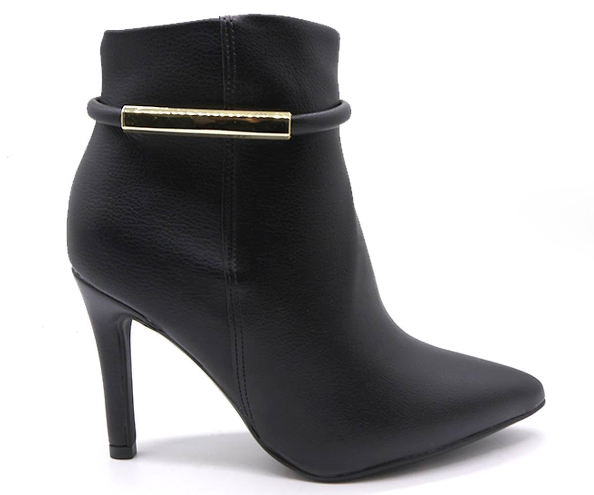 br high black gold bar booties
