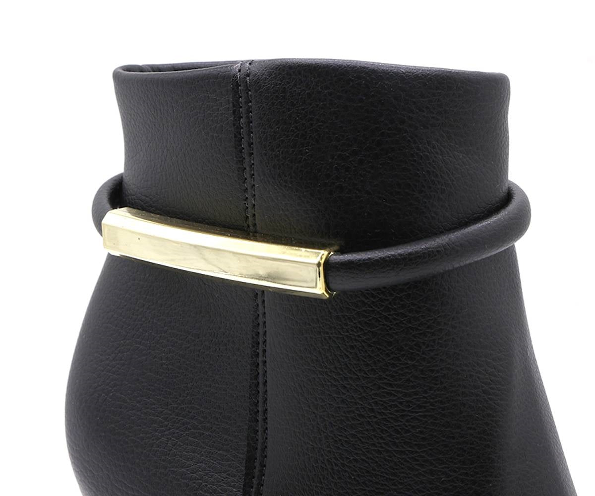 br high black gold bar booties