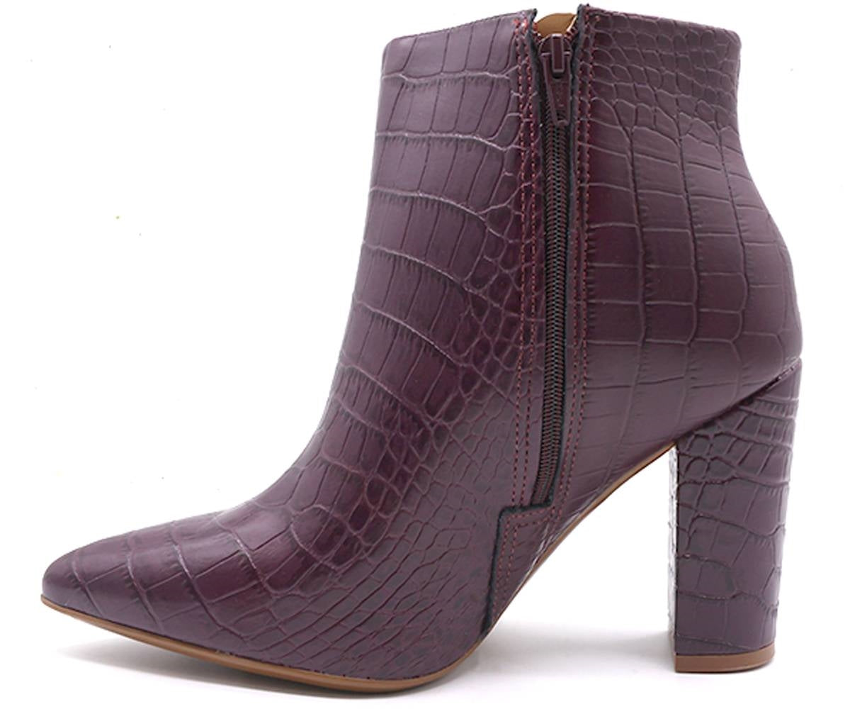 br high burgundy croc ankle boots