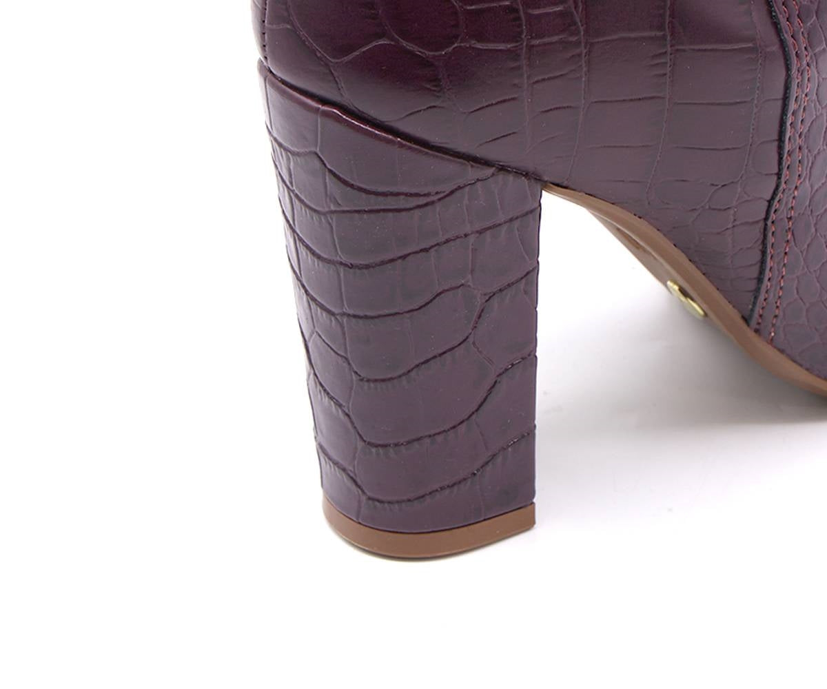 br high burgundy croc ankle boots