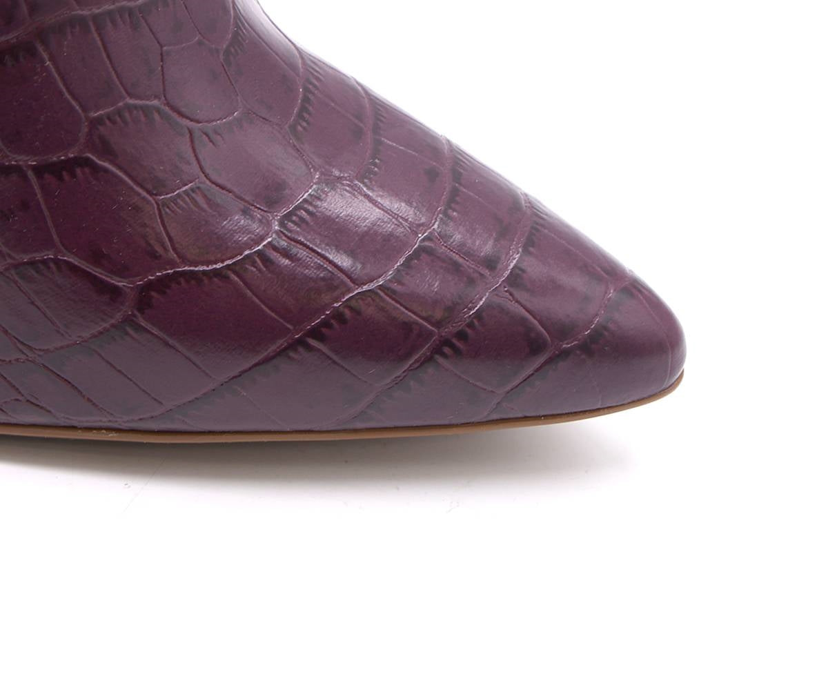 br high burgundy croc ankle boots