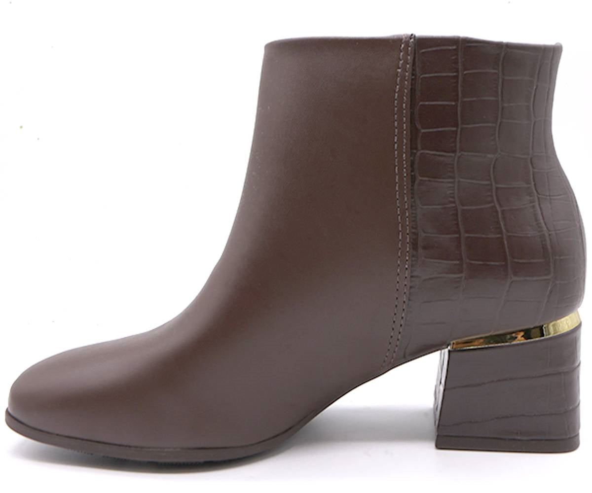 br brown croc panelled ankle boots