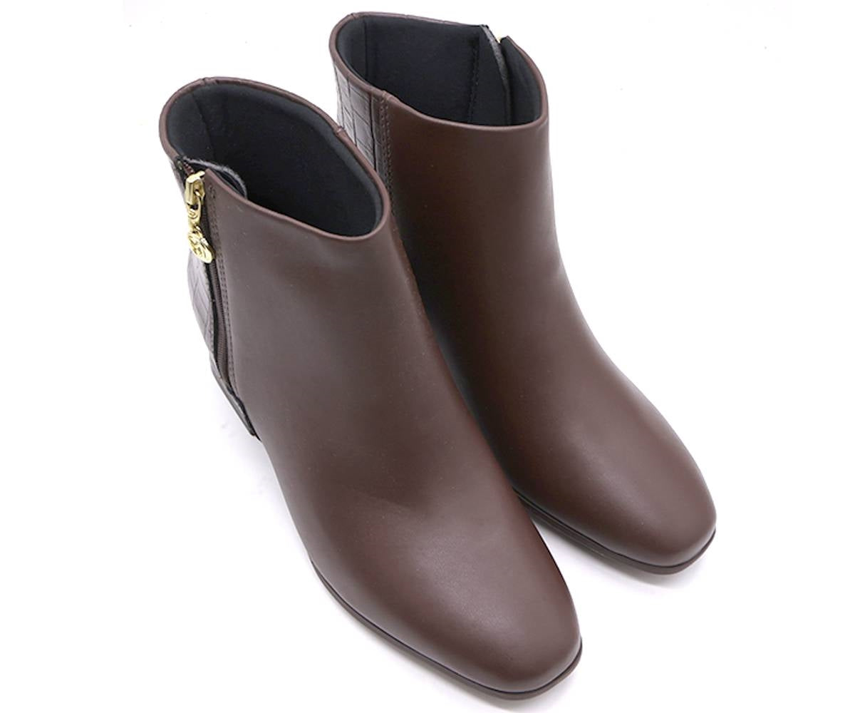 br brown croc panelled ankle boots
