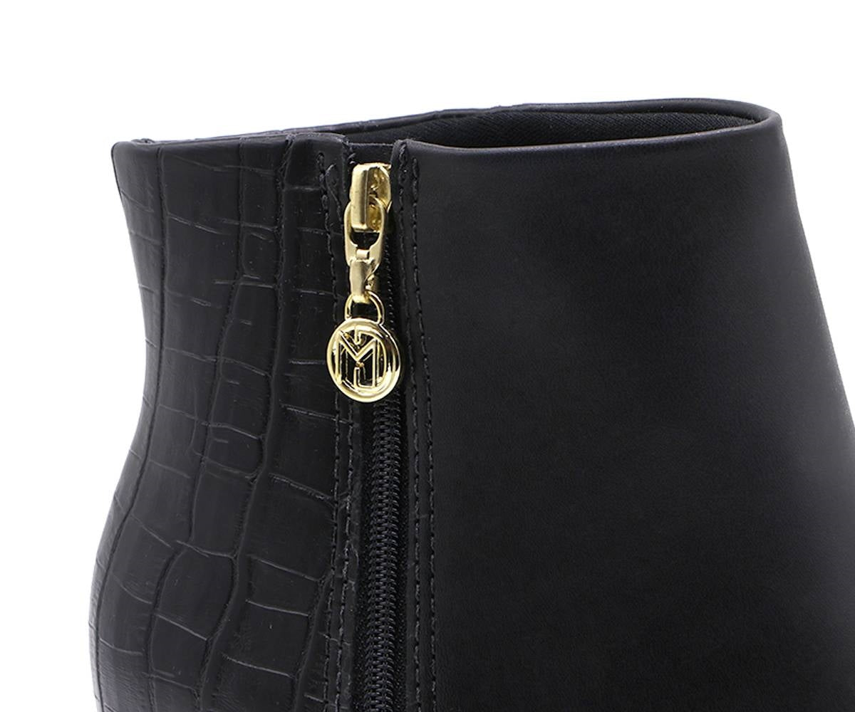 br black croc panelled ankle boots