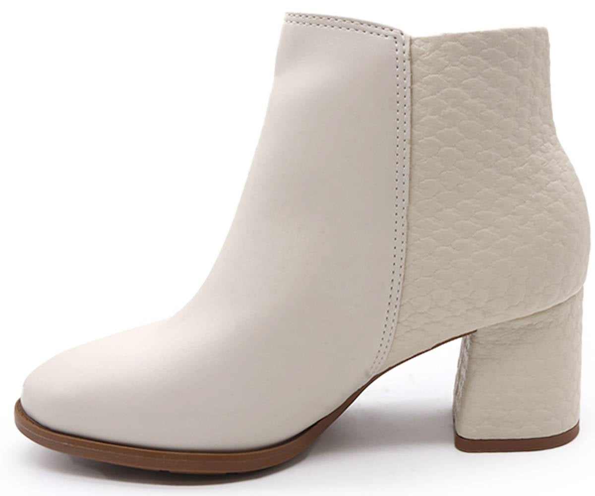 br textured cream ankle boots