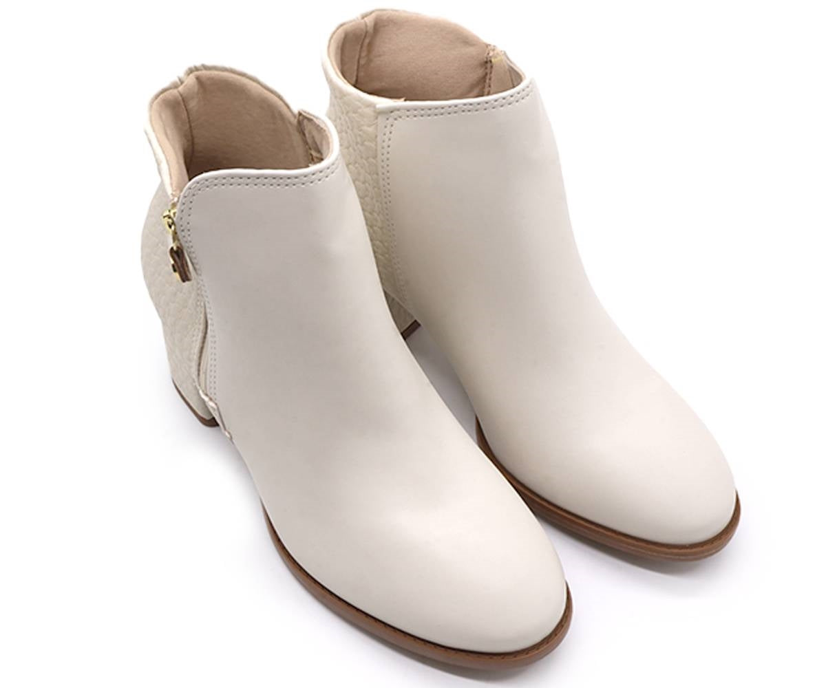 br textured cream ankle boots