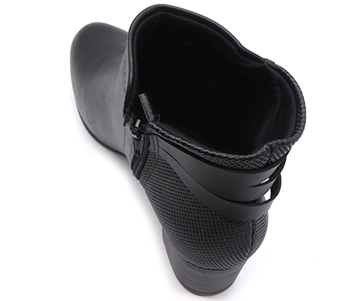 br black buckled ankle boots