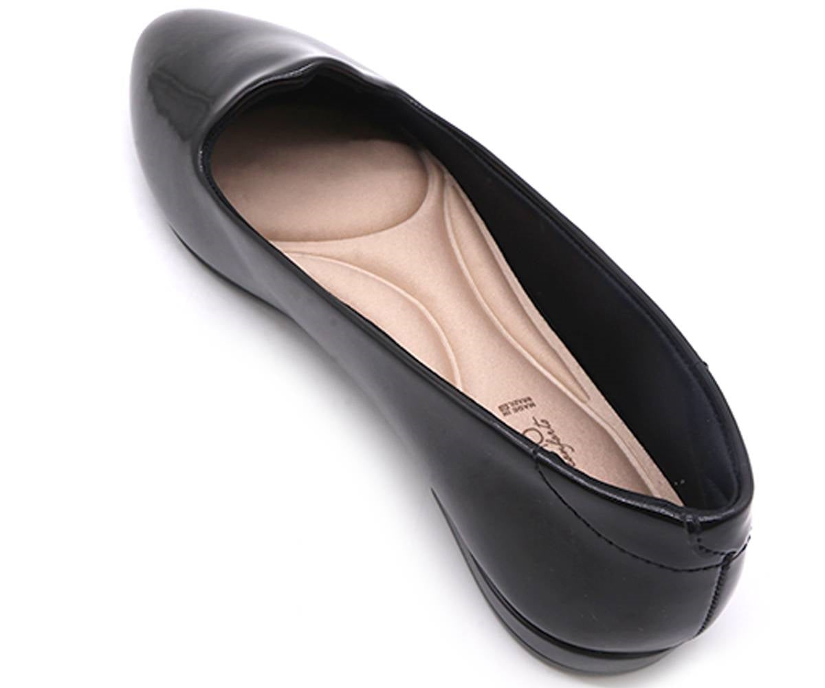 br black glossy pointy ballerina