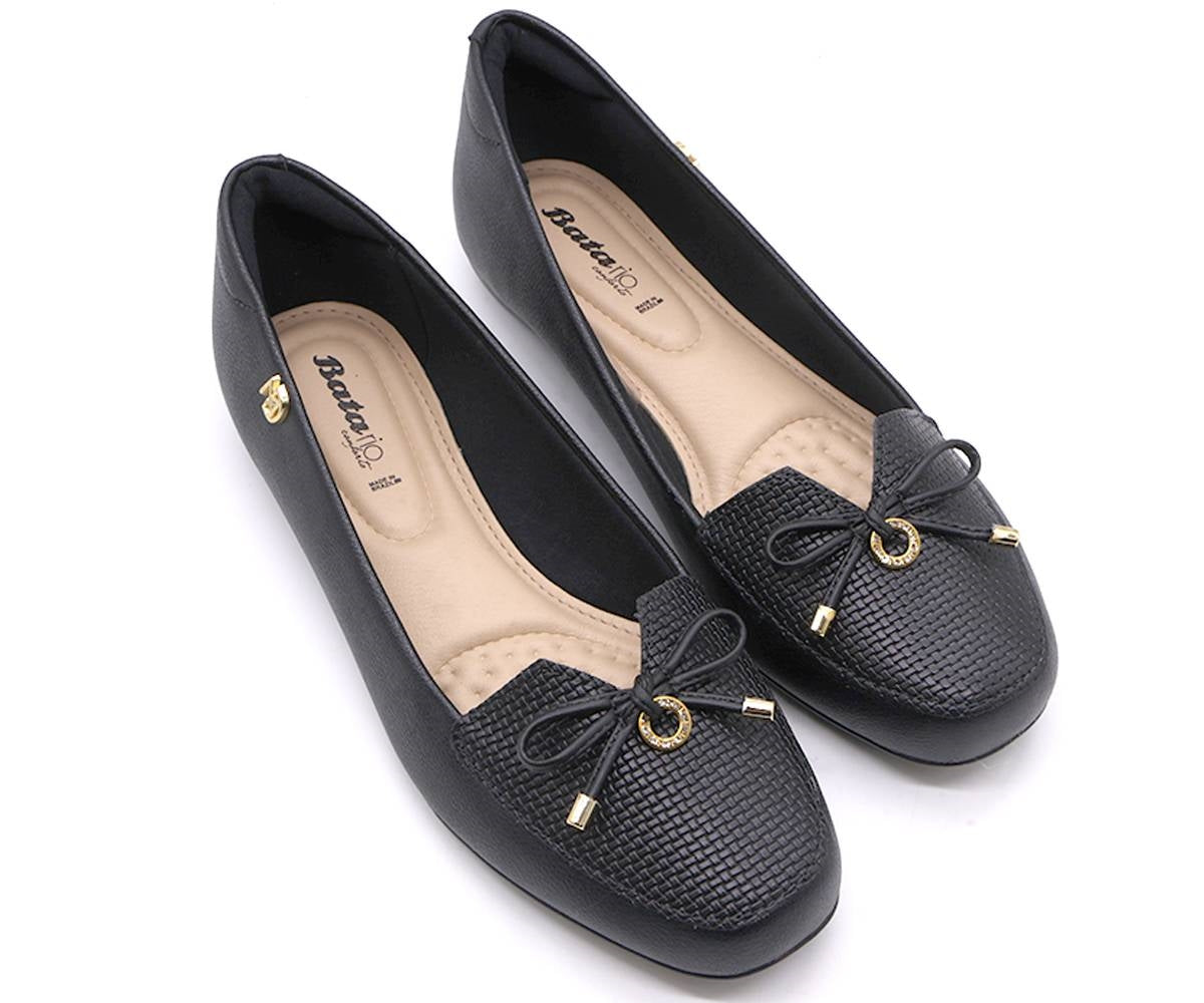 br comfy black textured flats