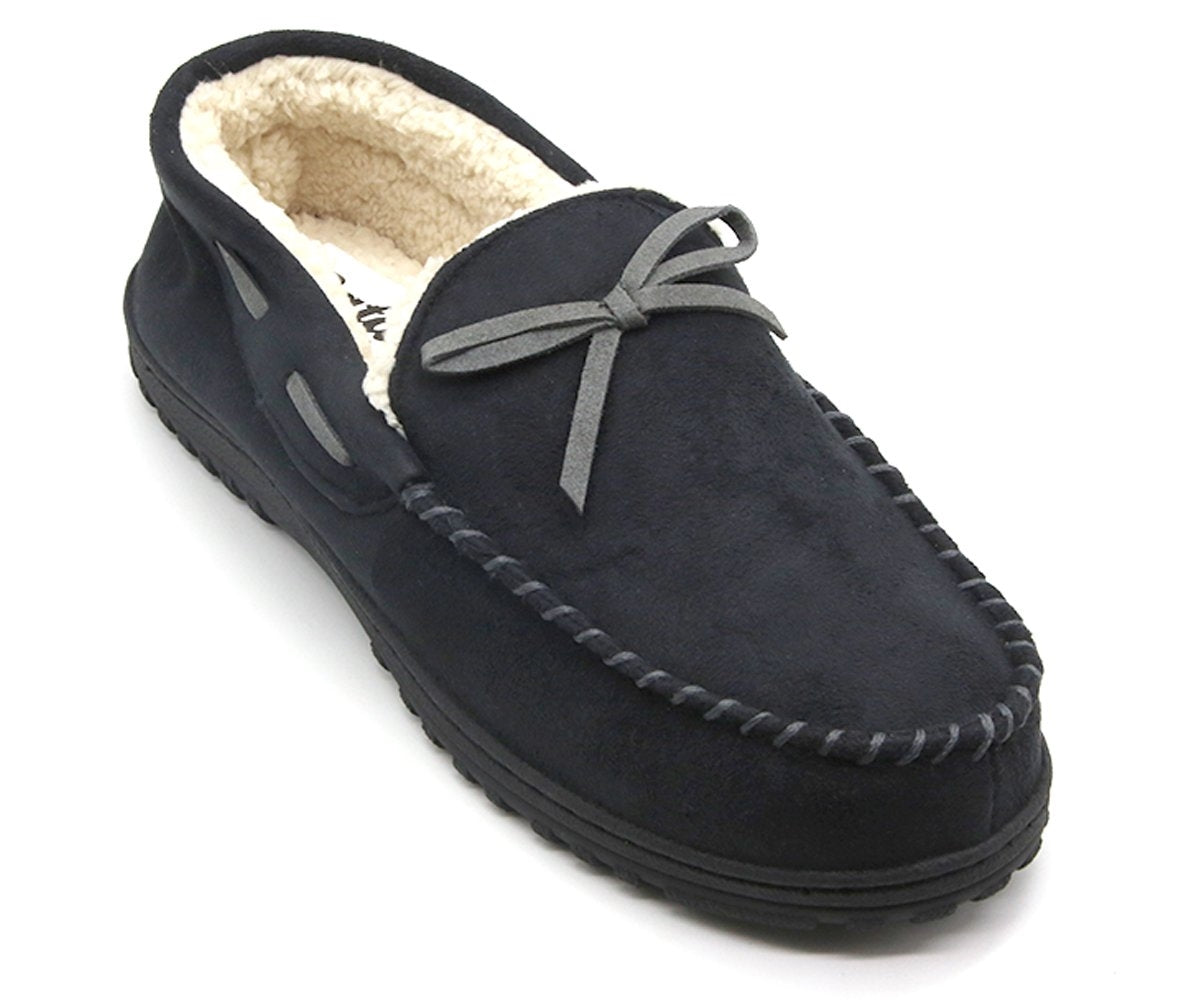 black fur lined house moccasins