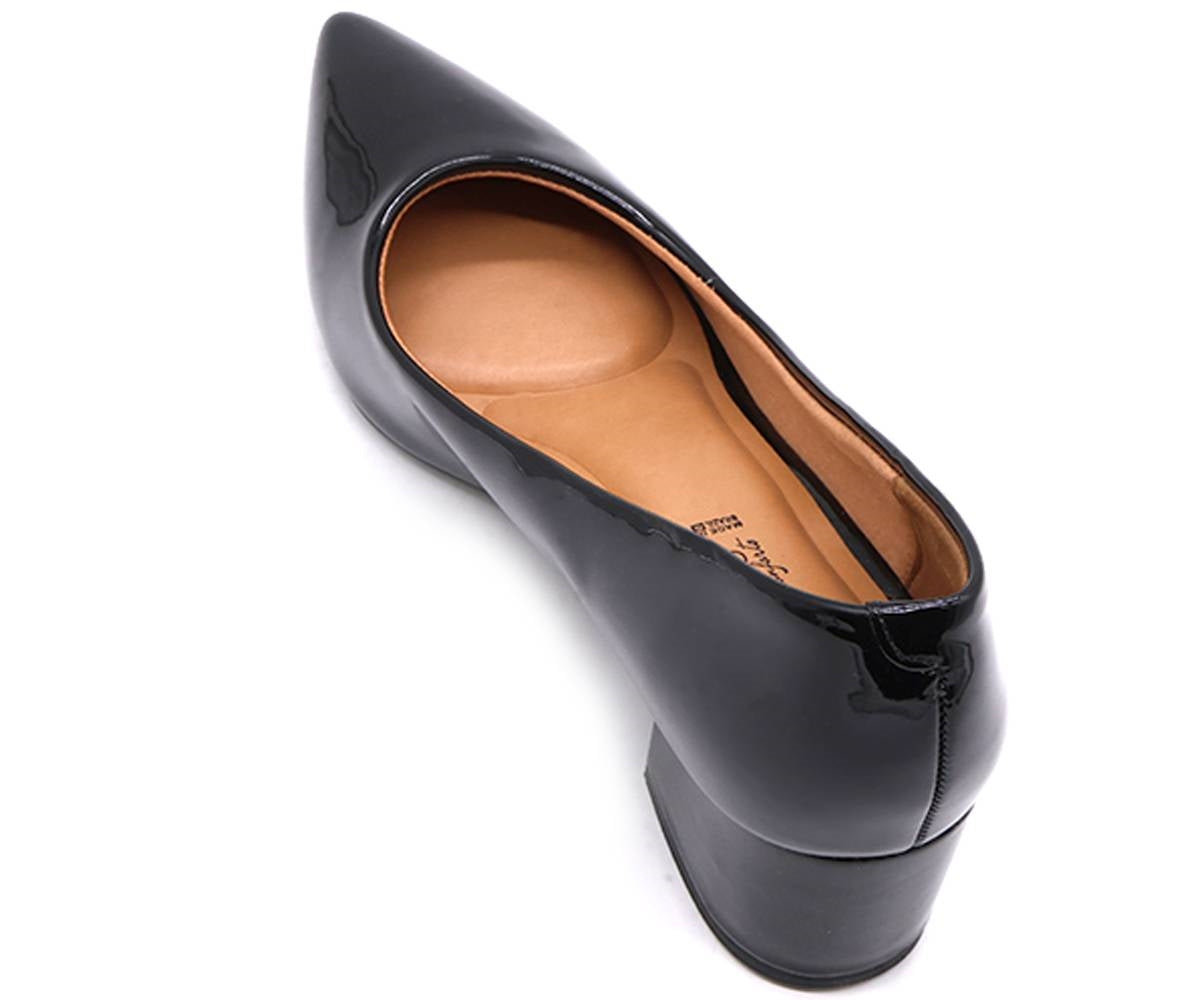 br patent black block-heel pumps