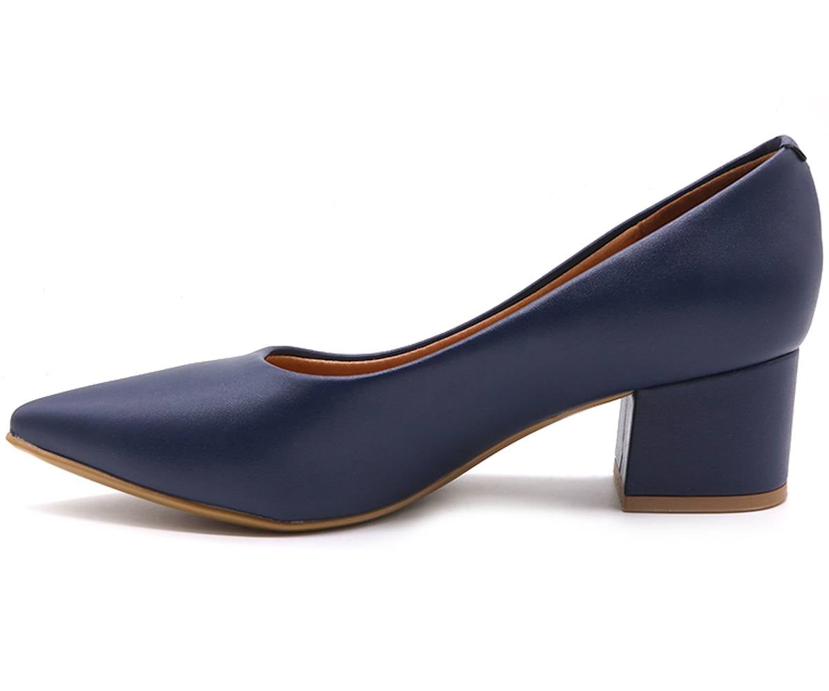 br navy block-heel pumps