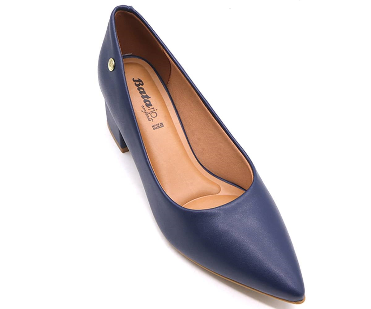 br navy block-heel pumps