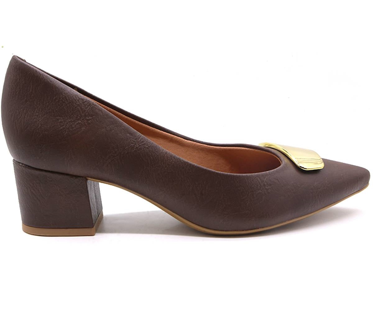 br brown gold plated block heels