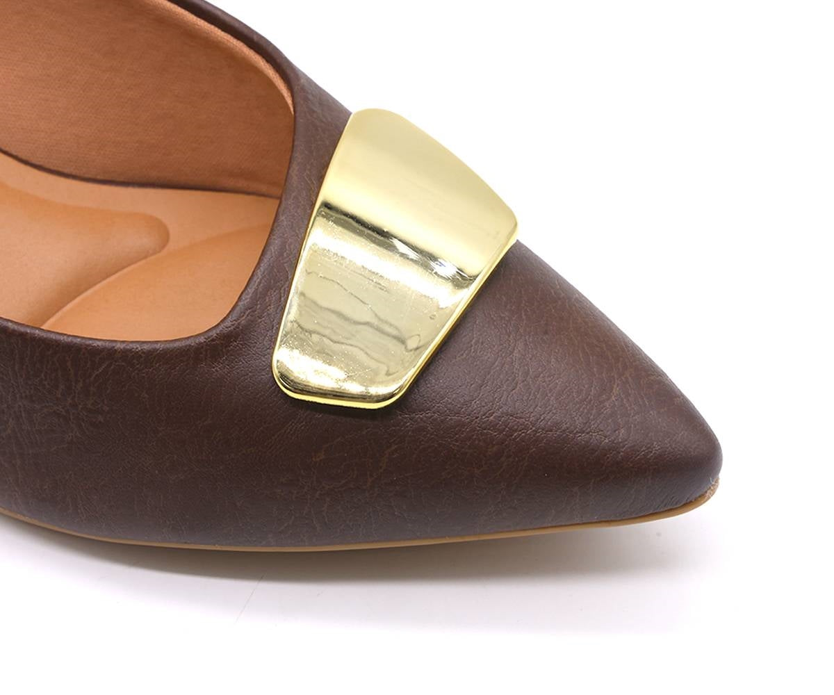 br brown gold plated block heels